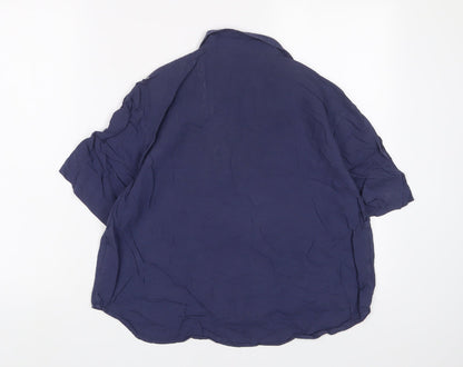 Womens UK Size S Uniqlo Blue Basic Button-Up