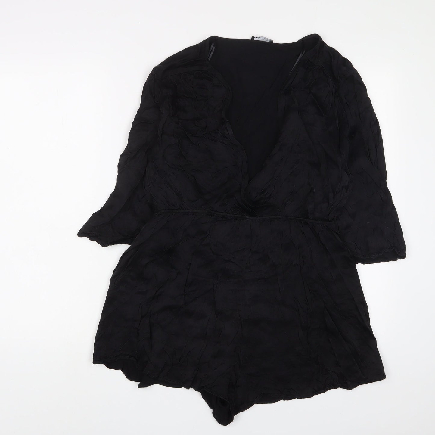 Zara Womens Black Viscose Playsuit One-Piece Size XL Pullover