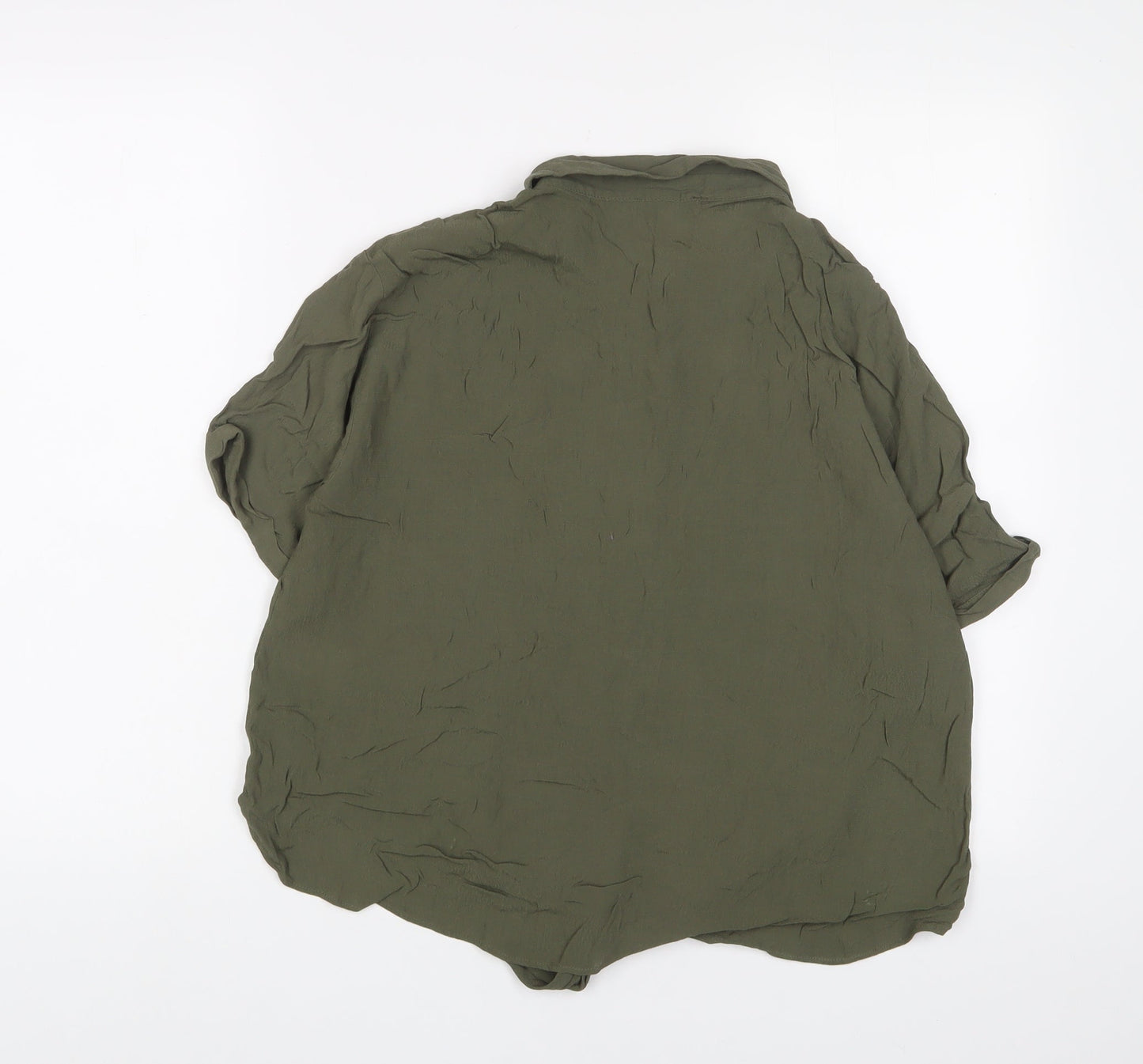 Womens UK Size 16 Warehouse Green Basic Button-Up