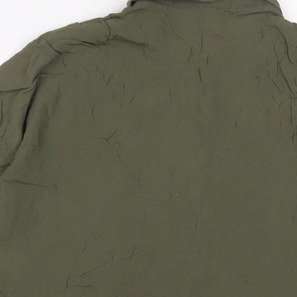 Womens UK Size 16 Warehouse Green Basic Button-Up