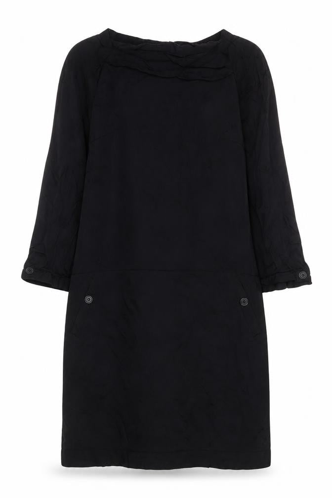 H&M Womens Black Viscose A-Line Size 6 Boat Neck Pullover - Pockets