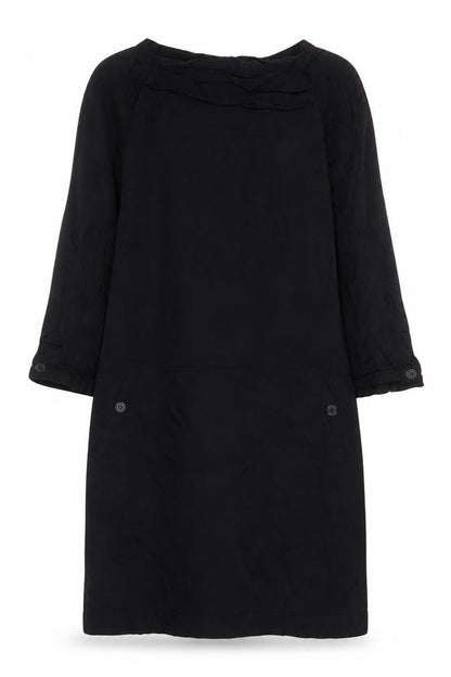 H&M Womens Black Viscose A-Line Size 6 Boat Neck Pullover - Pockets