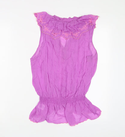River Island Womens Purple Viscose Basic Tank Size 14 V-Neck - Embroidered