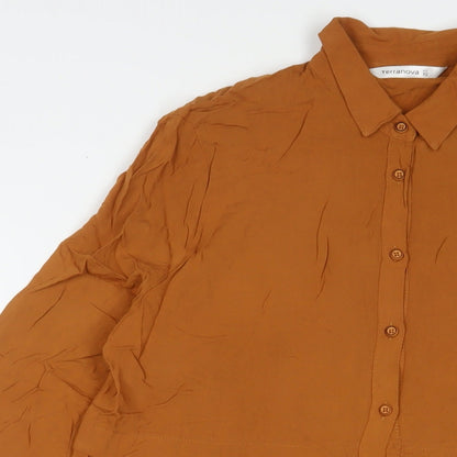Terranova Womens Brown Viscose Shirt Dress Size XS Collared Button