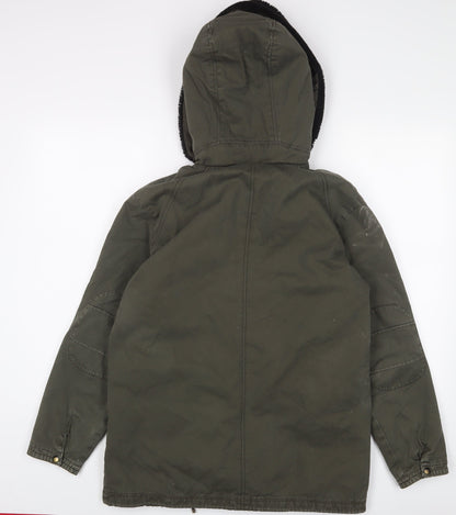 Pull&Bear Womens Green Jacket Coat Size S Zip - Pockets