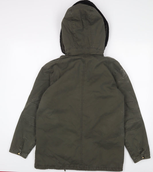 Pull&Bear Womens Green Jacket Coat Size S Zip - Pockets