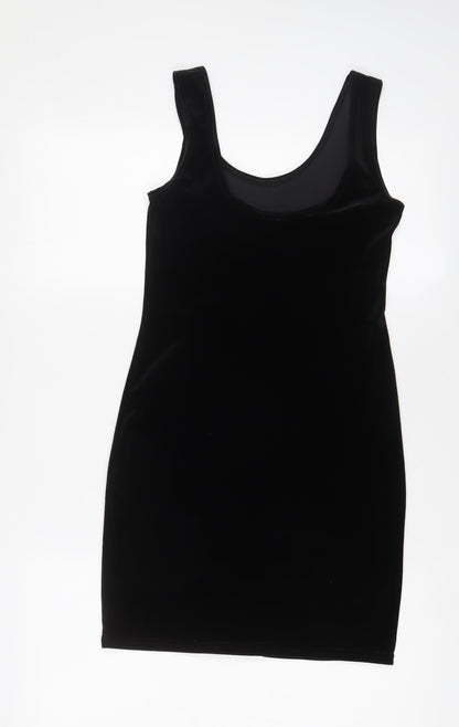 New Look Womens Black Polyester Tank Dress Size 10 Scoop Neck Pullover - Beaded
