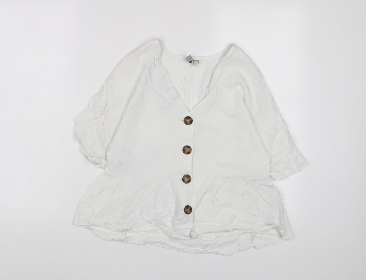 Womens UK Size 10 ASOS White Basic Button-Up