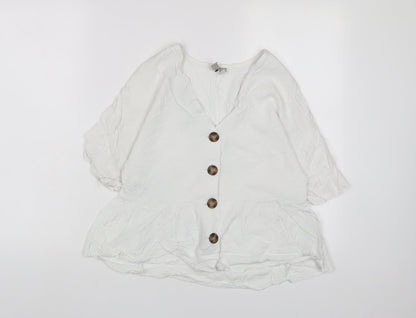 Womens UK Size 10 ASOS White Basic Button-Up