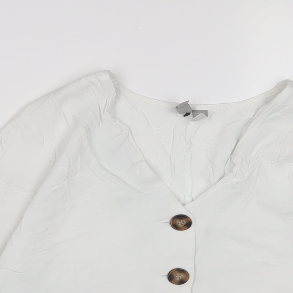 Womens UK Size 10 ASOS White Basic Button-Up