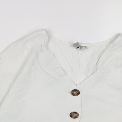 Womens UK Size 10 ASOS White Basic Button-Up