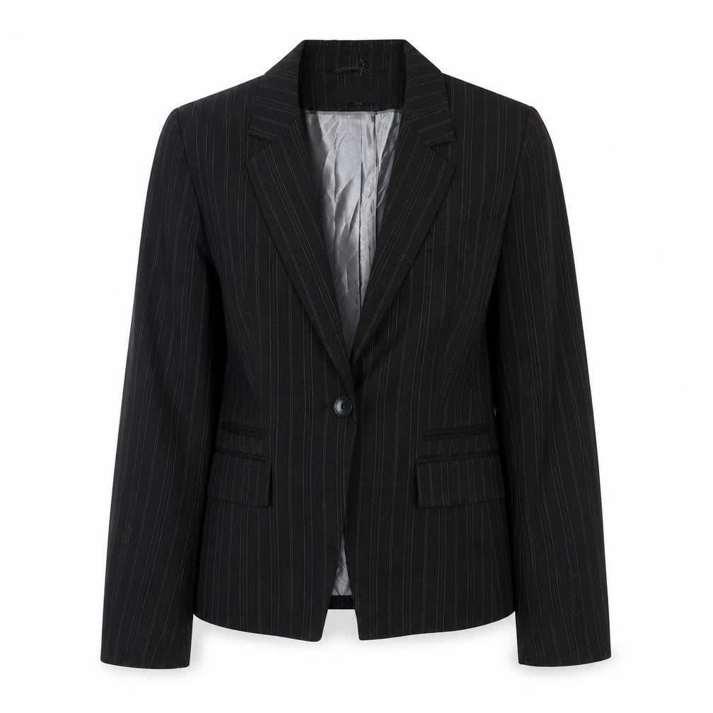 Marks & Spencer Womens Grey Striped Jacket Blazer Size 12 Button