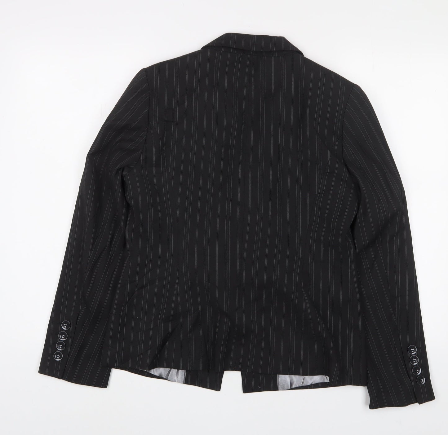 Marks and Spencer Womens Grey Striped Jacket Blazer Size 12 Button