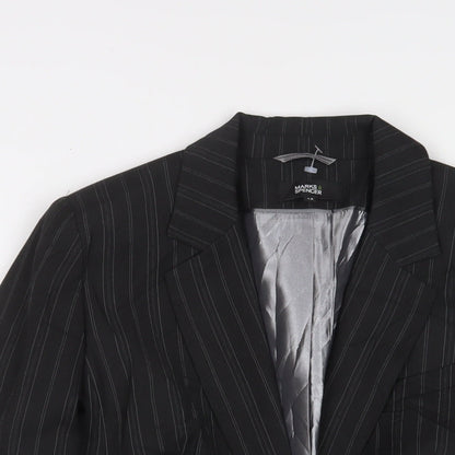 Marks and Spencer Womens Grey Striped Jacket Blazer Size 12 Button