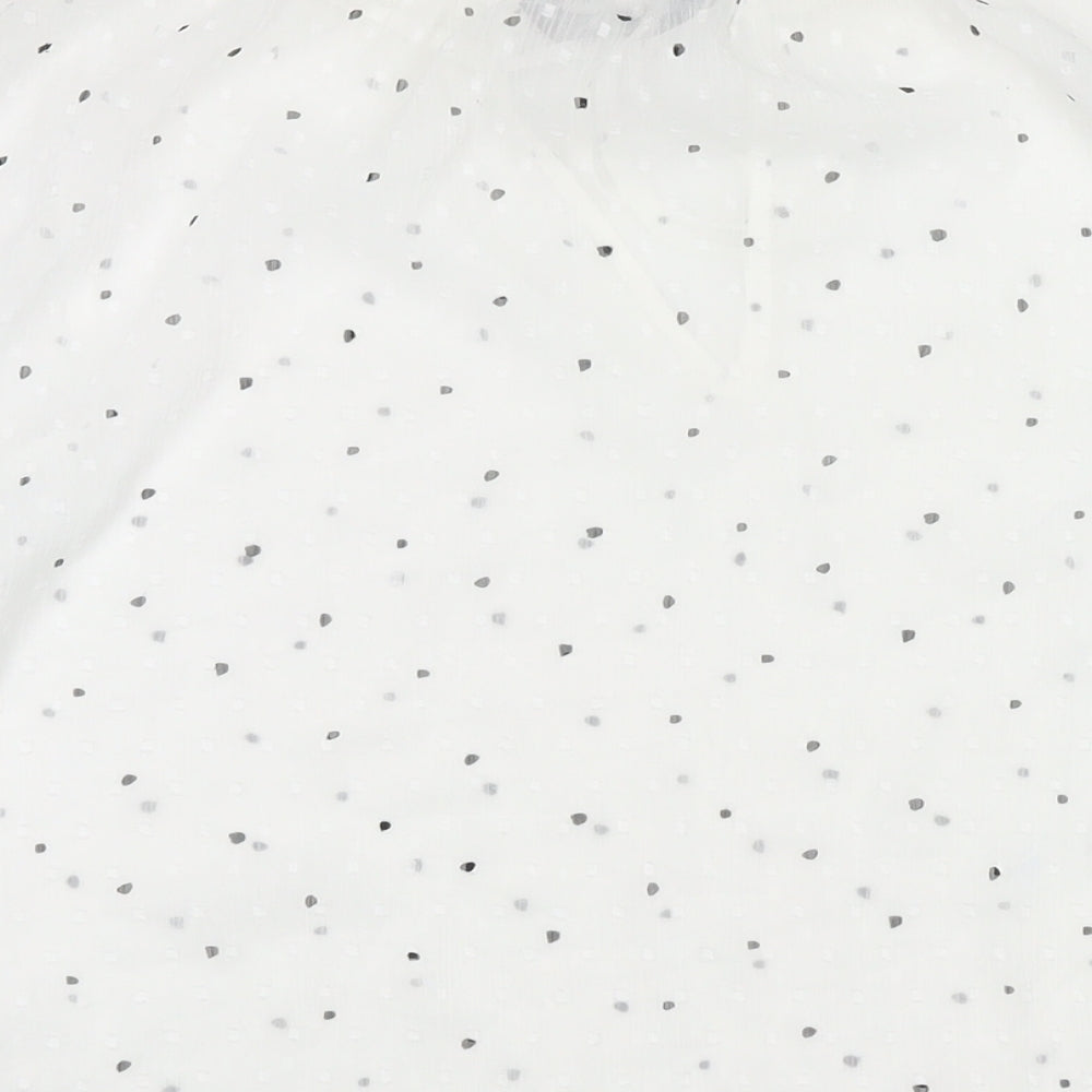 Marks and Spencer Womens White Polka Dot Polyester Basic Blouse Size 10 Round Neck