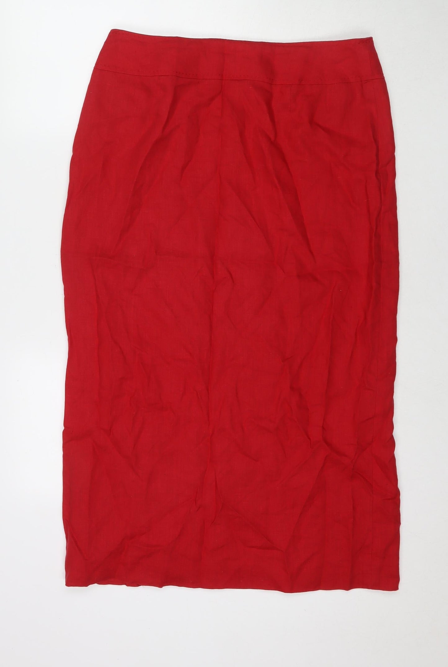 Kaliko Womens Red Linen Maxi Skirt Size 16 Zip