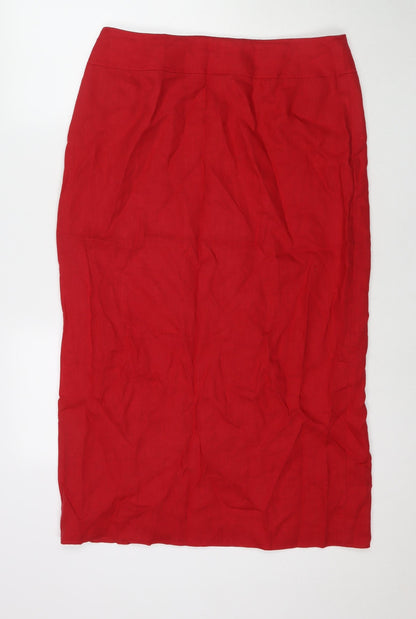 Kaliko Womens Red Linen Maxi Skirt Size 16 Zip