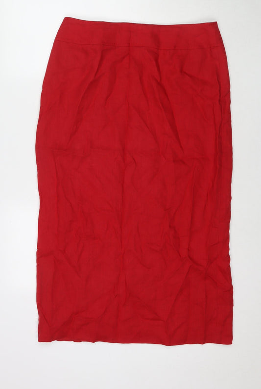Kaliko Womens Red Linen Maxi Skirt Size 16 Zip