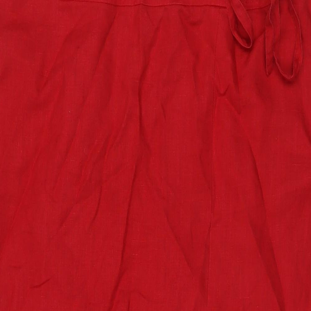 Kaliko Womens Red Linen Maxi Skirt Size 16 Zip