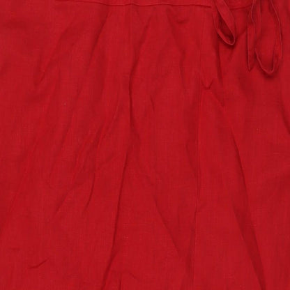 Kaliko Womens Red Linen Maxi Skirt Size 16 Zip