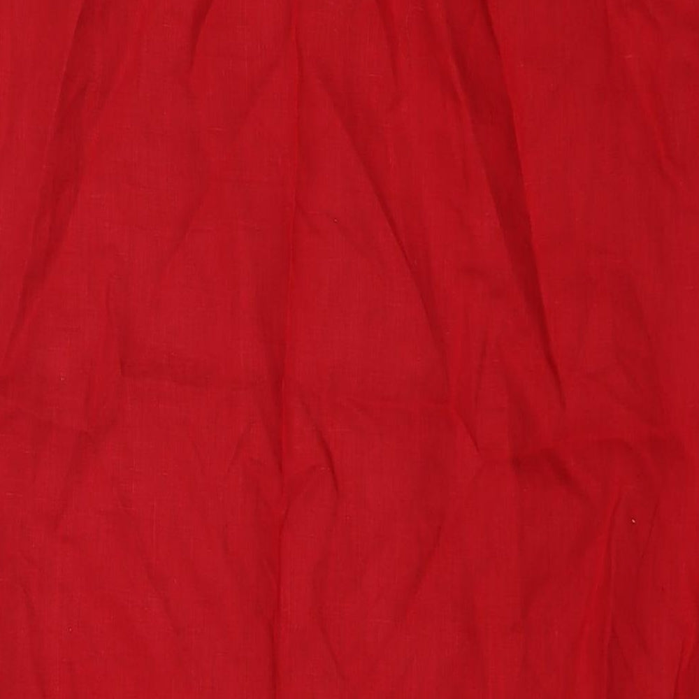 Kaliko Womens Red Linen Maxi Skirt Size 16 Zip