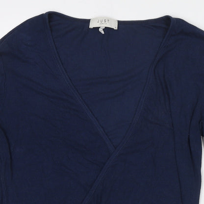 Just Female Womens Blue V-Neck Viscose Wrap Jumper Size S