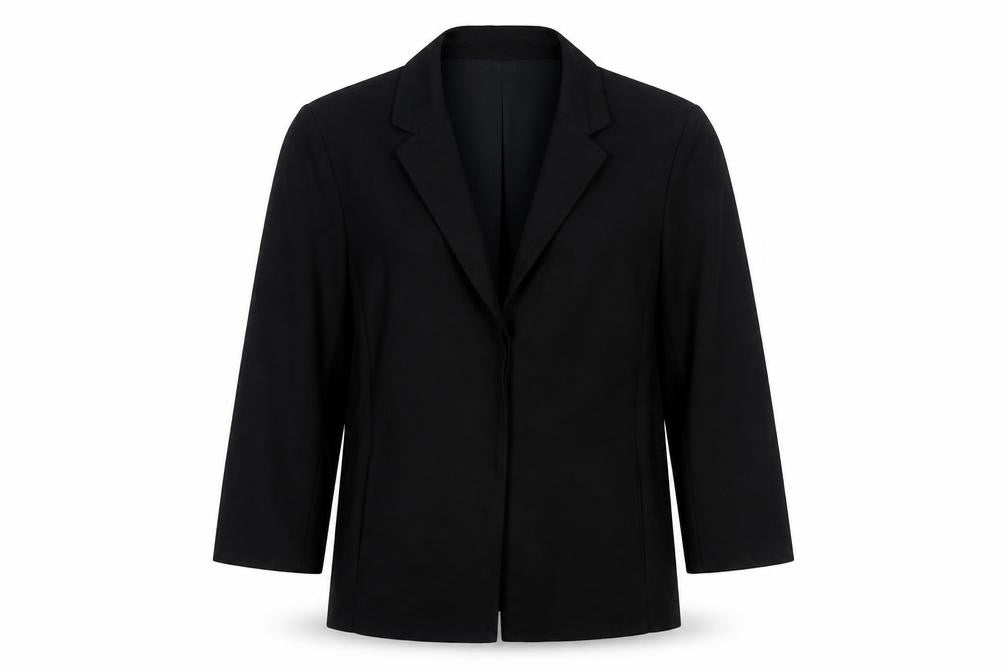 Front view of G2000 girls’ black jacket blazer, size 5, years button