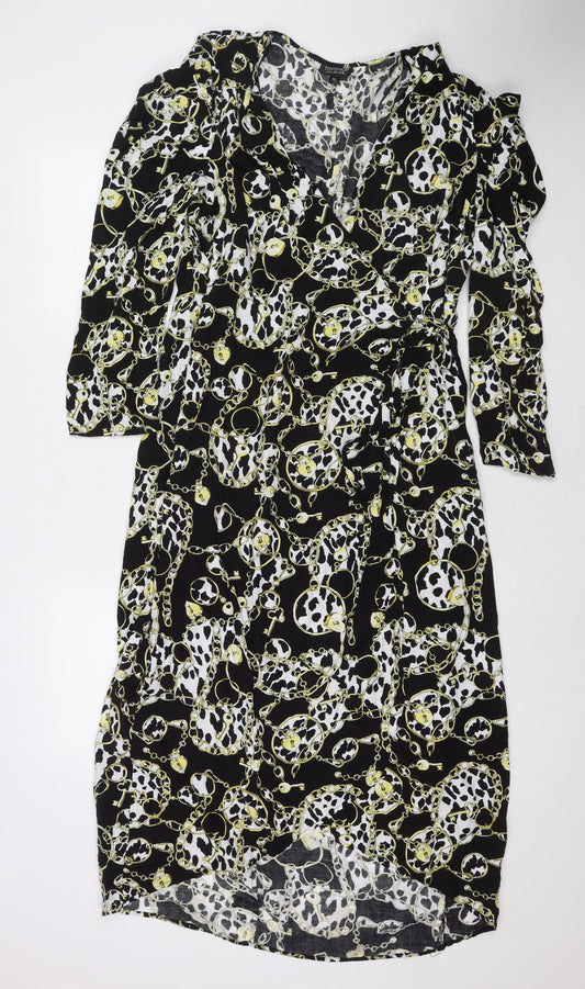 Topshop Womens Multicoloured Geometric Rayon Maxi Size 18 V-Neck Pullover
