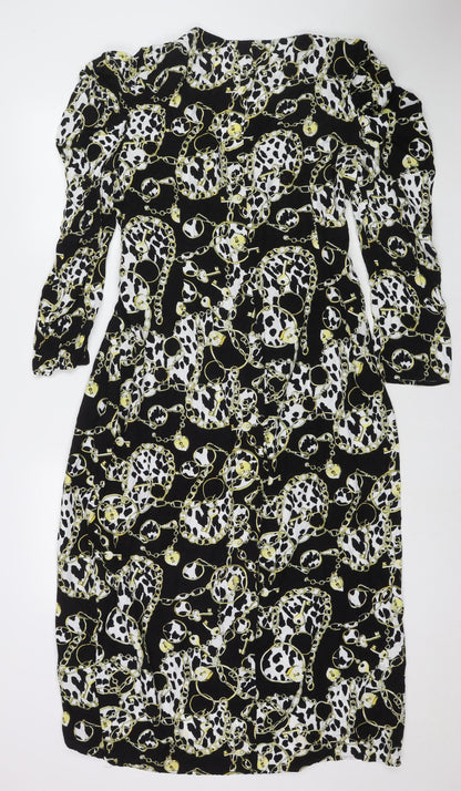 Topshop Womens Multicoloured Geometric Rayon Maxi Size 18 V-Neck Pullover