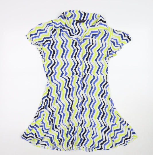 Marks and Spencer Womens Multicoloured Striped Viscose Shirt Dress Size 12 Collared Button