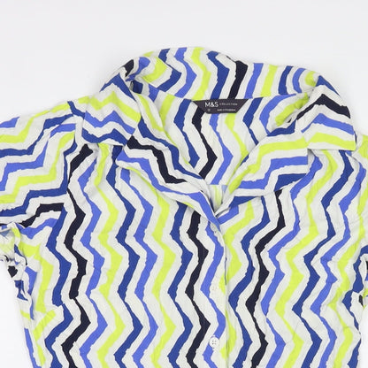 Marks and Spencer Womens Multicoloured Striped Viscose Shirt Dress Size 12 Collared Button