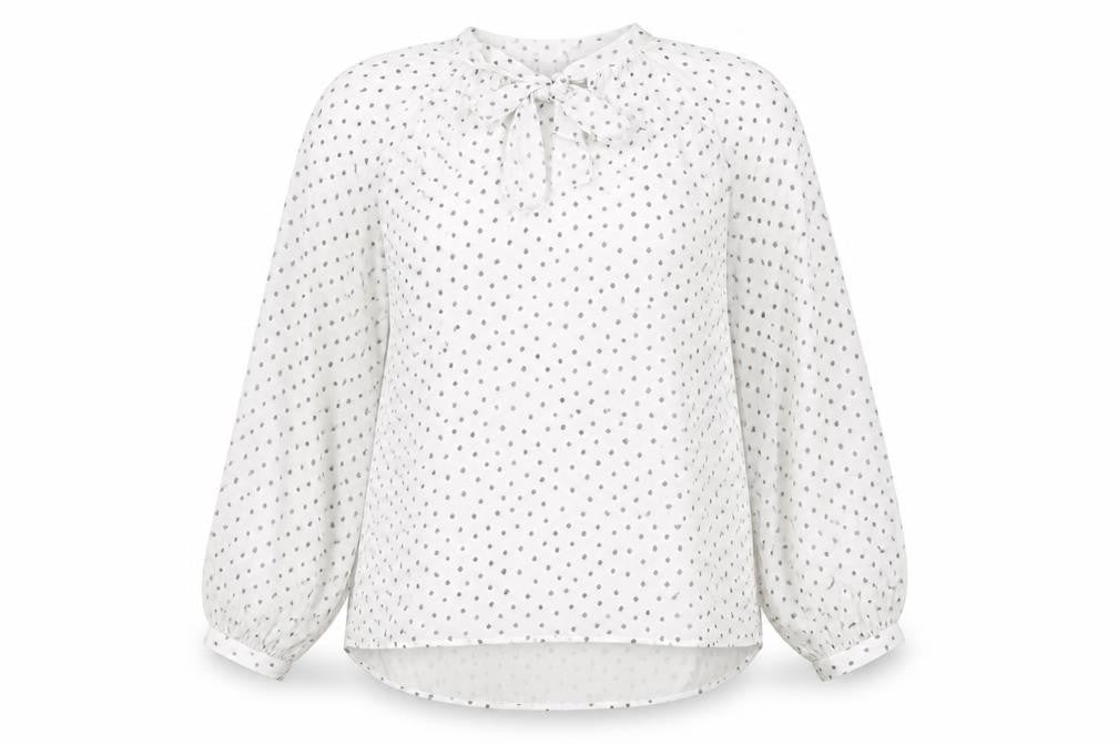 Marks and Spencer Womens White Polka Dot Polyester Basic Blouse Size 12 Round Neck