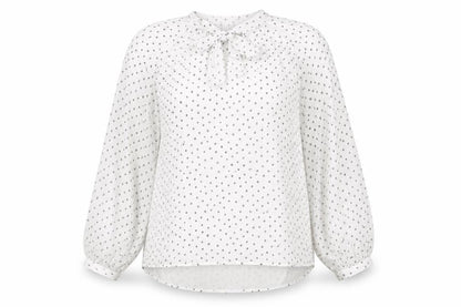 Marks and Spencer Womens White Polka Dot Polyester Basic Blouse Size 12 Round Neck