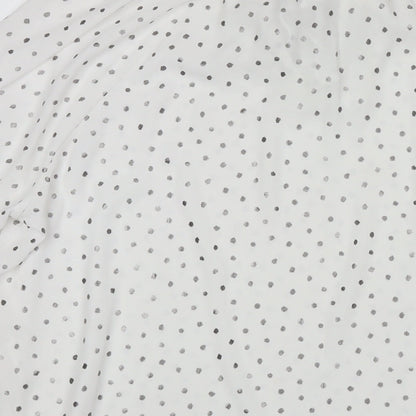 Marks and Spencer Womens White Polka Dot Polyester Basic Blouse Size 12 Round Neck