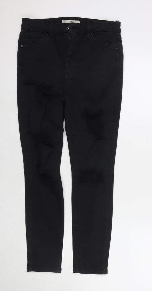 Topshop Womens Black Cotton Skinny Jeans Size 30 in L30 in Regular Zip
