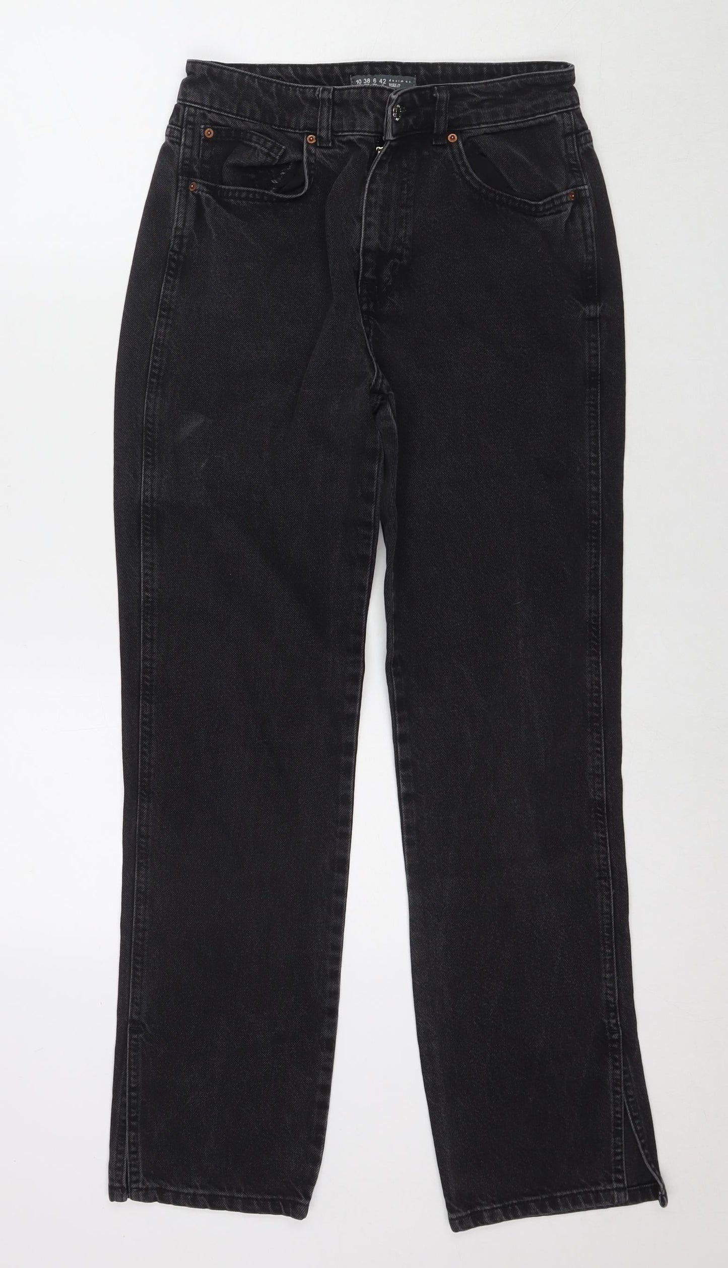 Denim & Co. Womens Black Cotton Straight Jeans Size 16 L30 in Regular Zip