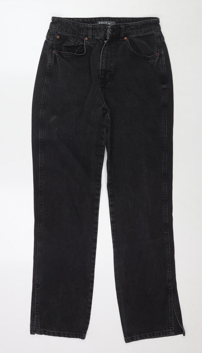 Denim & Co. Womens Black Cotton Straight Jeans Size 16 L30 in Regular Zip