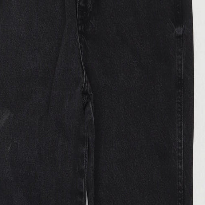 Denim & Co. Womens Black Cotton Straight Jeans Size 16 L30 in Regular Zip