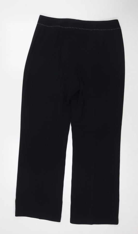 J. Taylor Womens Black Polyester Trousers Size 14 L28 in Regular Zip