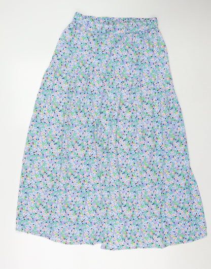 Marks and Spencer Womens Multicoloured Floral Viscose A-Line Skirt Size 8 - Side Slit(s)