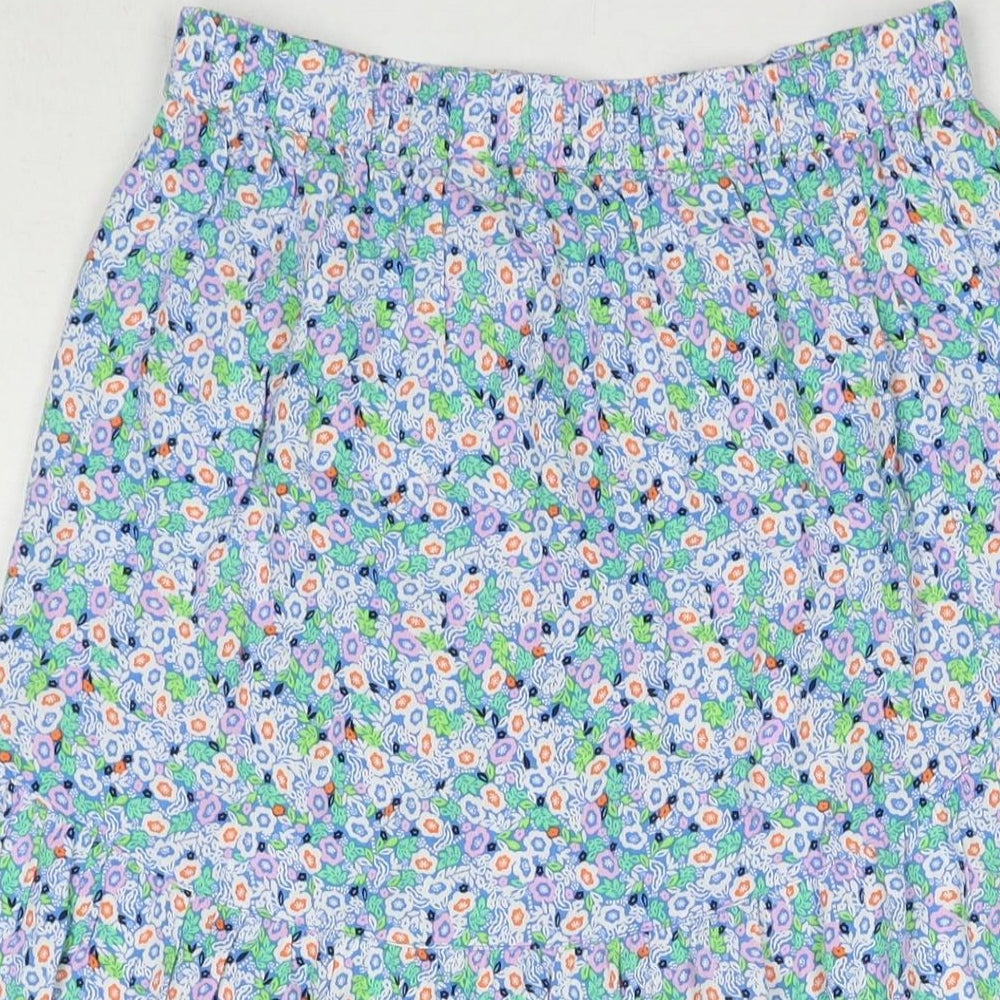 Marks and Spencer Womens Multicoloured Floral Viscose A-Line Skirt Size 8 - Side Slit(s)