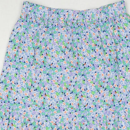 Marks and Spencer Womens Multicoloured Floral Viscose A-Line Skirt Size 8 - Side Slit(s)