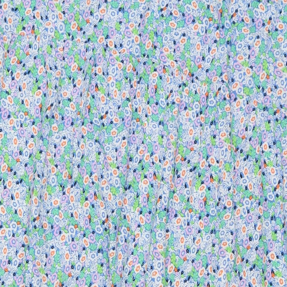 Marks and Spencer Womens Multicoloured Floral Viscose A-Line Skirt Size 8 - Side Slit(s)