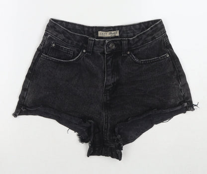 Denim & Co. Womens Black Cotton Hot Pants Shorts Size 8 L3 in Regular Zip