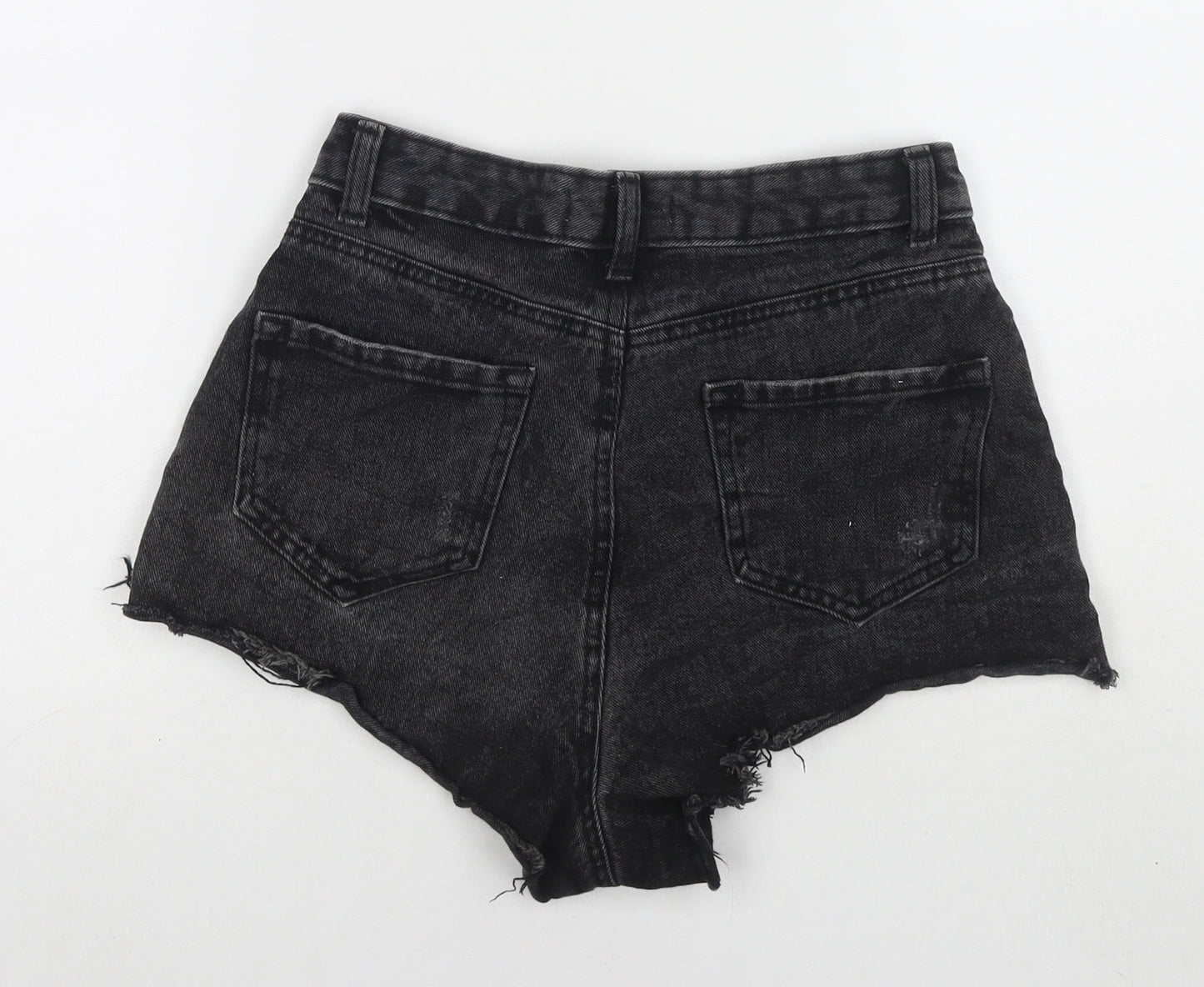 Denim & Co. Womens Black Cotton Hot Pants Shorts Size 8 L3 in Regular Zip