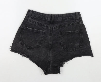 Denim & Co. Womens Black Cotton Hot Pants Shorts Size 8 L3 in Regular Zip