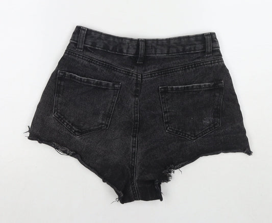 Denim & Co. Womens Black Cotton Hot Pants Shorts Size 8 L3 in Regular Zip