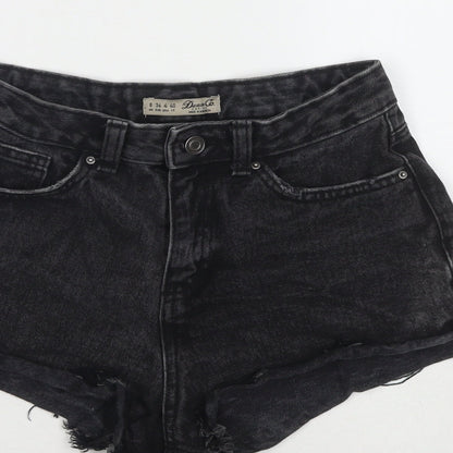 Denim & Co. Womens Black Cotton Hot Pants Shorts Size 8 L3 in Regular Zip