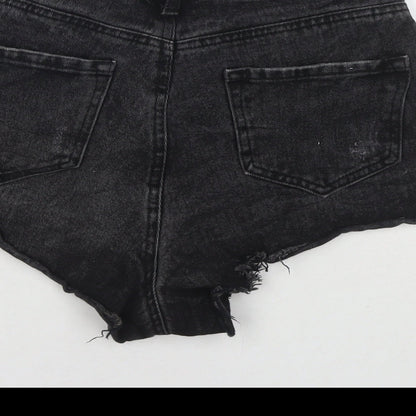 Denim & Co. Womens Black Cotton Hot Pants Shorts Size 8 L3 in Regular Zip