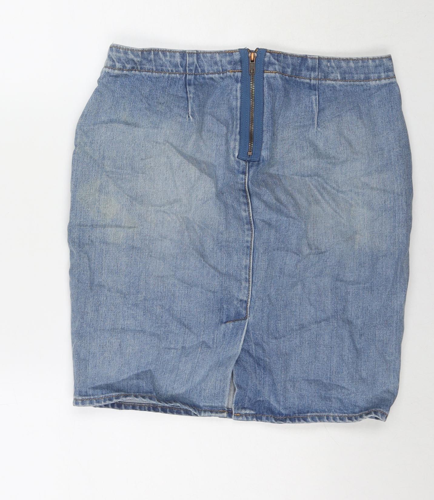 Gap Womens Blue Cotton A-Line Skirt Size 28 in Zip